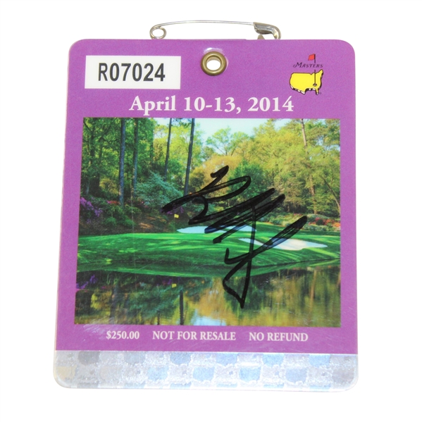 Bubba Watson Signed 2014 Masters Badge JSA ALOA