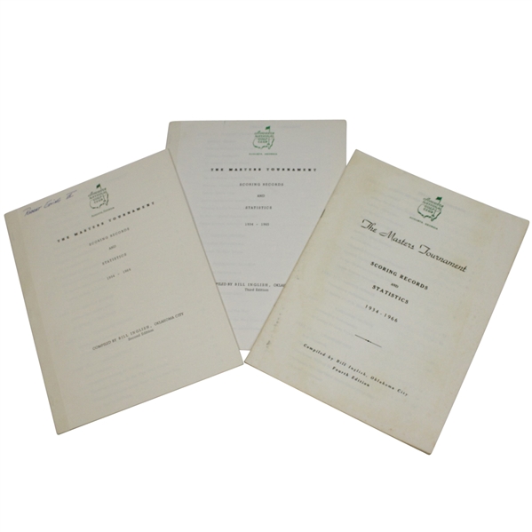 Lot of 3 Masters Tournament Scoring Records & Statistics Booklets - 1964-1966