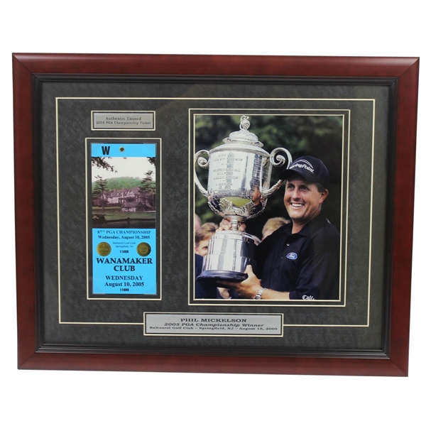 Phil Mickelson 2005 PGA Championship at Baltusrol Display with Ticket & Photo - Framed