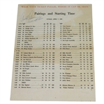 Arnold Palmer Signed 1963 Masters Sunday Pairing JSA ALOA
