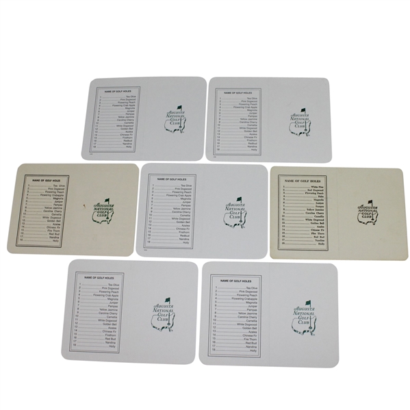 Lot of Seven Augusta National Scorecards - Different Years