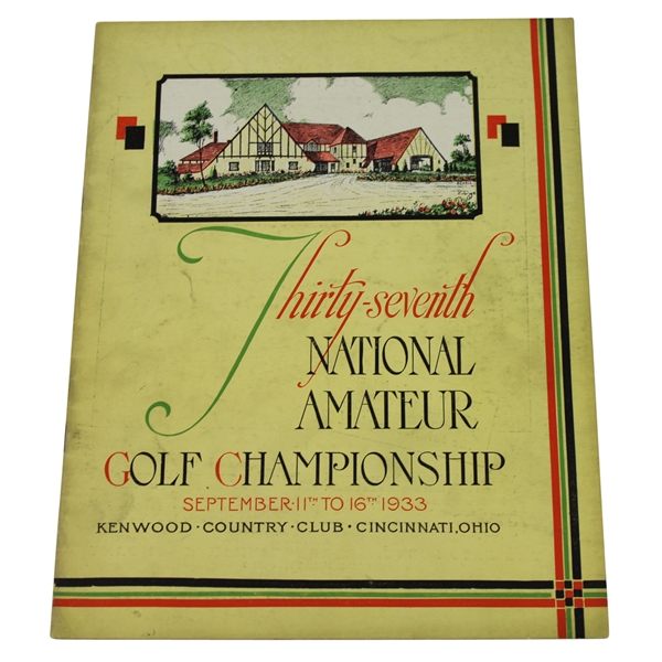 1933 US Amateur Championship at Kenwood CC Program - George Dunlap Jr. Winner