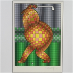 Ltd Ed Victor Vasarely Serigraph 1989 'Golfer' Art Piece #230/300 - Signed