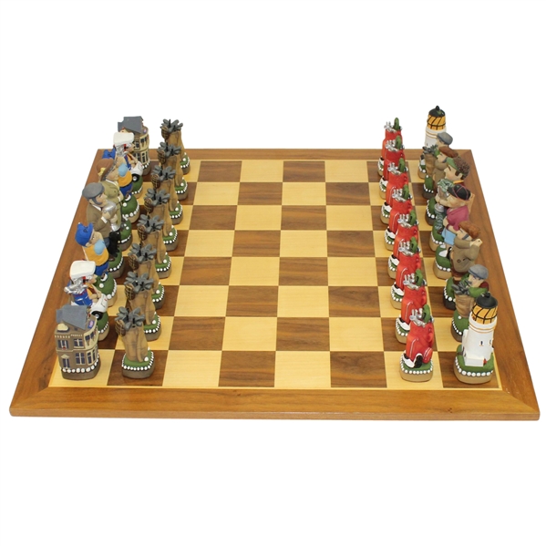 Hand Painted Old Golfers vs. New Golfers Themed Chess Set - 23" x 23"