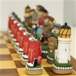 Hand Painted Old Golfers vs. New Golfers Themed Chess Set - 23 x 23