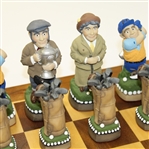 Hand Painted Old Golfers vs. New Golfers Themed Chess Set - 23 x 23