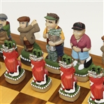 Hand Painted Old Golfers vs. New Golfers Themed Chess Set - 23 x 23