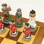 Hand Painted Old Golfers vs. New Golfers Themed Chess Set - 23 x 23