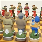 Hand Painted Old Golfers vs. New Golfers Themed Chess Set - 23 x 23