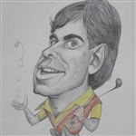 Four Signed Ltd Ed Caricatures - 1992 Grand Slam Winners - Couples, Kite, Faldo, & Price JSA ALOA