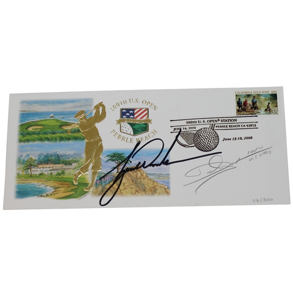 Tiger Woods Signed 2000 US Open at Pebble Beach Ltd Ed Cachet JSA ALOA