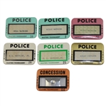 Lot of Six Masters Police Badges & One Concession Badge - 1971, 73, 74 ,76 ,77, 80, & 82