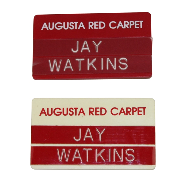 Lot of Two Augusta Red Carpet Badges Issued to Jay Watkins - Seldom Seen