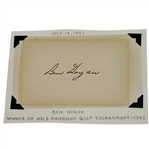 Ben Hogan Vintage Signed Index Card - 1940s Period Signature - Hale America JSA ALOA