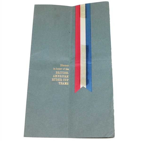 1963 Ryder Cup at East Lake C.C. Dinner Menu