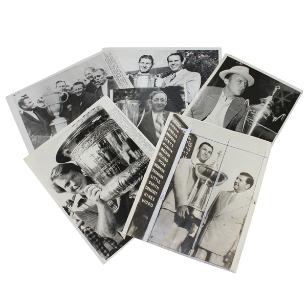 Lot of Six Wire Photos - Hogan, Watson, H. Smith, Guldahl, Crosby, Walker Cup, and M. Smith