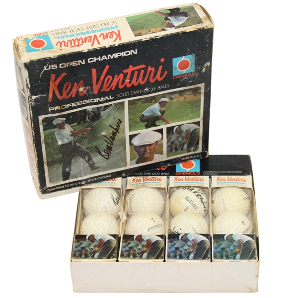 Dozen Signed Ken Venturi Professional Golf Balls with Signed Box JSA ALOA