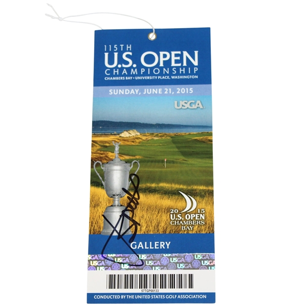 Jordan Spieth Signed 2015 US Open at Chambers Bay Sunday Ticket JSA #Y87497