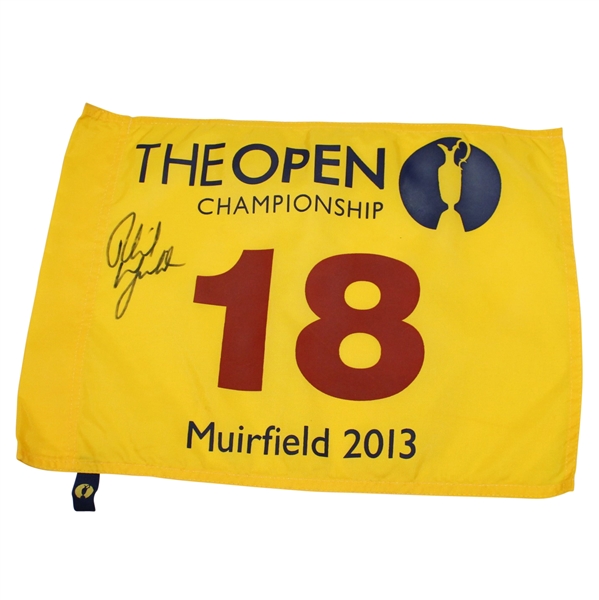 Phil Mickelson Signed 2013 Open Championship at Muirfield Flag JSA ALOA