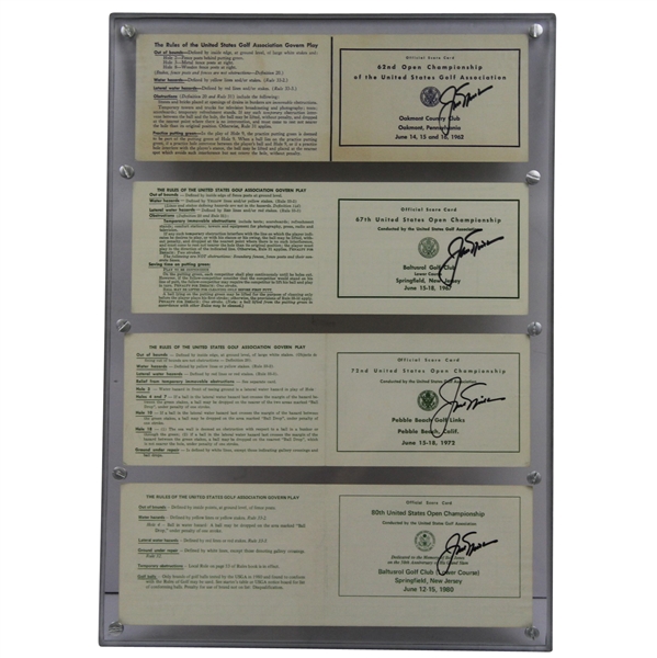 Jack Nicklaus Signed Scorecards from Each of His Four US Open Victories! JSA ALOA