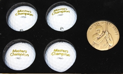 Arnold Palmer Commemorative '50th Masters Appearance' Balls and Medal Set