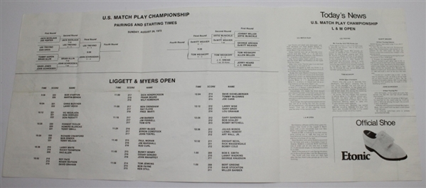 1973 PGA Doubleheader Pairing Sheet with Contestant Badge