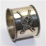 Vintage Sterling Napkin Ring Holder with Crossed Clubs