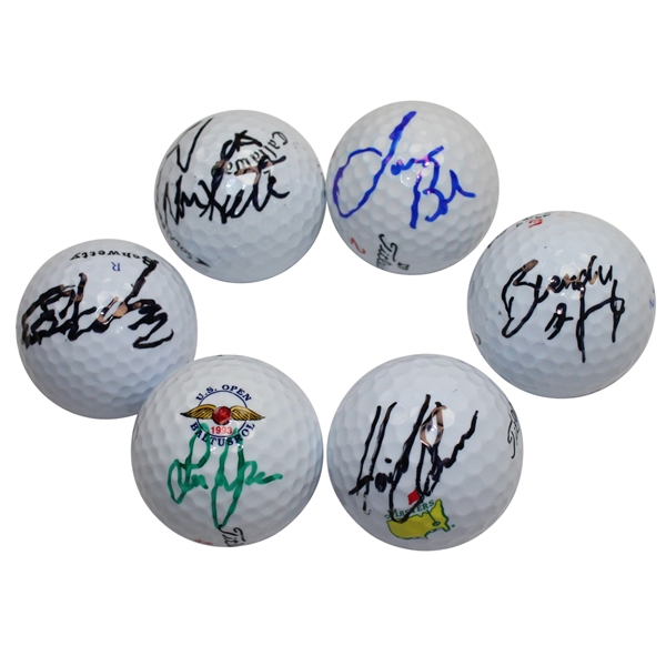 Lot of 6 Signed Golf Balls - Stenson, Janzen, De Jonge, Kite, Choi, & Bohn JSA COA