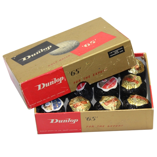 One Dozen Wrapped 1950s Dunlop 65 For The Expert Golf Balls