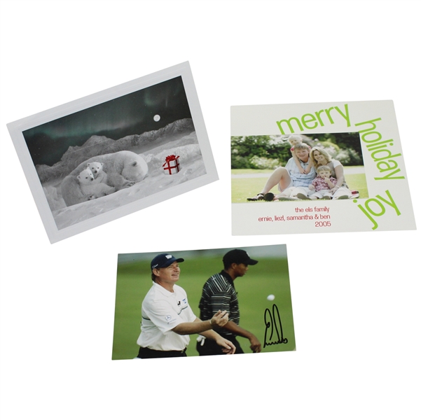 Elin & Tiger Woods Plus Els Family Christmas, Holiday Cards with Els Signed Photo JSA ALOA