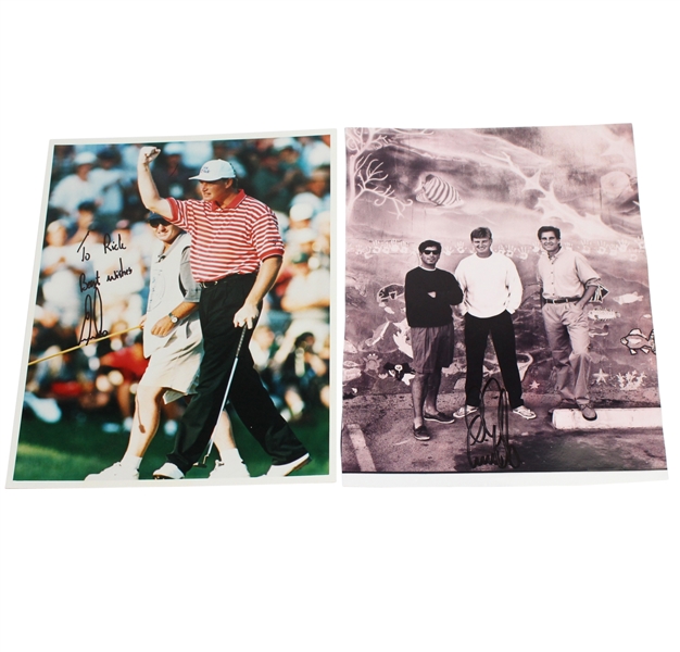 Lot of Two Ernie Els Signed Photos - One is Personalized JSA ALOA