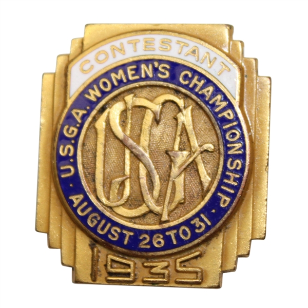 1935 Womens US Amateur at Interlachen CC Contestants Badge - Glenna Collett Vare Winner
