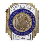 1940 US Open at Canterbury GC Contestant Badge #104 - Lawson Little Winner