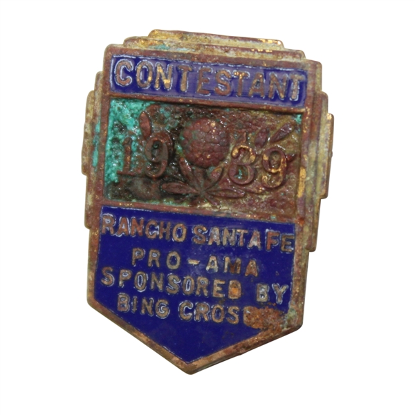 1939 Rancho Santa Fe Pro-Am Contestant Badge - Sponsored by Bing Crosby