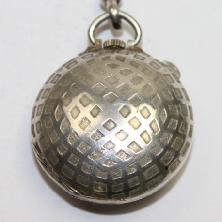 Talis of Switzerland Silver Plated Mesh Pattern Pocket Watch with Golf Charms