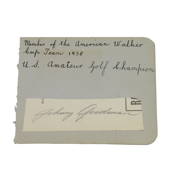 Johnny Goodman Signed Album Page JSA ALOA