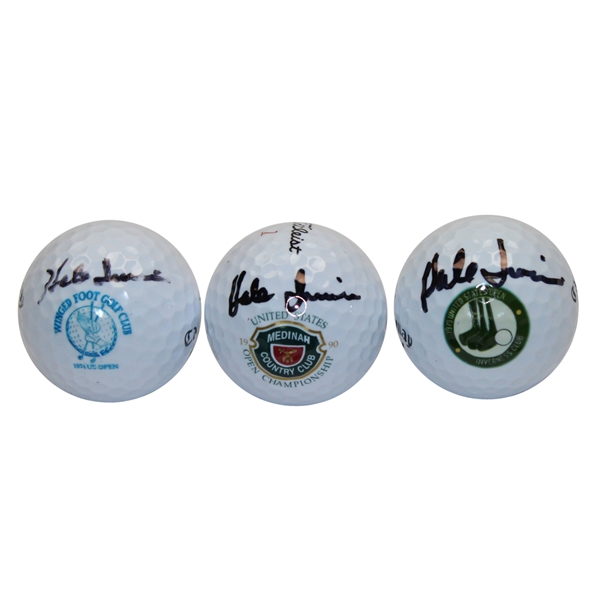 Lot of Three Hale Irwin Signed US Open Logo Golf Balls - From Each Win JSA ALOA
