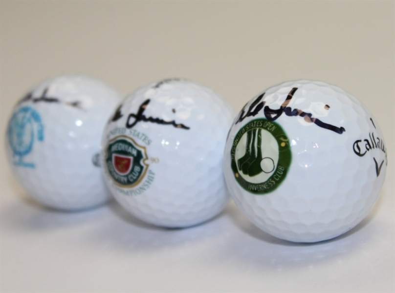 Lot of Three Hale Irwin Signed US Open Logo Golf Balls - From Each Win JSA ALOA
