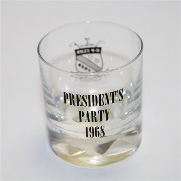 G.P. Misc Lot: Walter O'Malley Trophy, 1968 Presidents Party Shot Glass, 2 Crests, G. P. Bag
