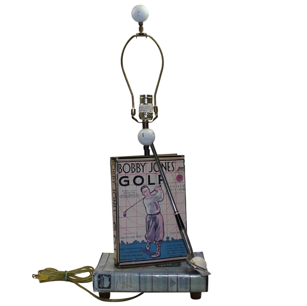 Bobby Jones Golf Book Themed Light Stand with Club, Golf Balls, and Books