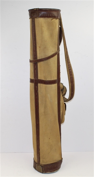 Vintage Stovepipe Golf Bag with 'E.Z.' On Canvas and '6 5 7' on Base