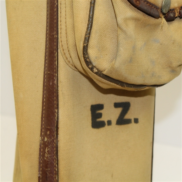 Vintage Stovepipe Golf Bag with 'E.Z.' On Canvas and '6 5 7' on Base