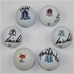 Lot of Six PGA Championship Logo Balls Signed by Champs JSA ALOA