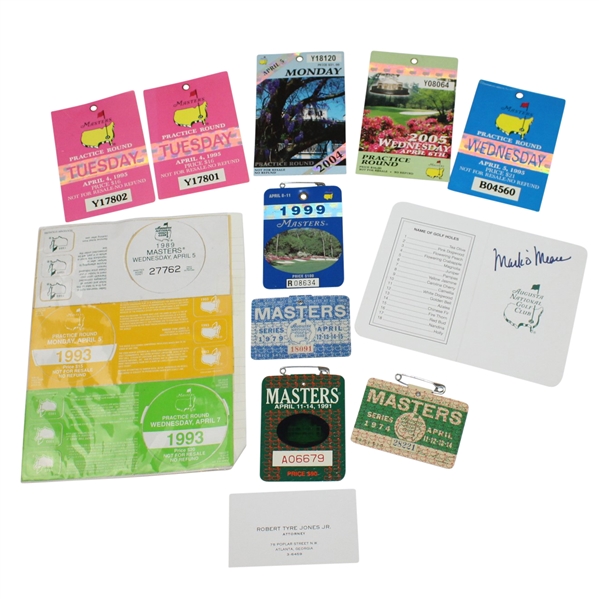 Miscellaneous Masters Lot - Tickets, Badges, Scorecards, Stickers, etc JSA ALOA