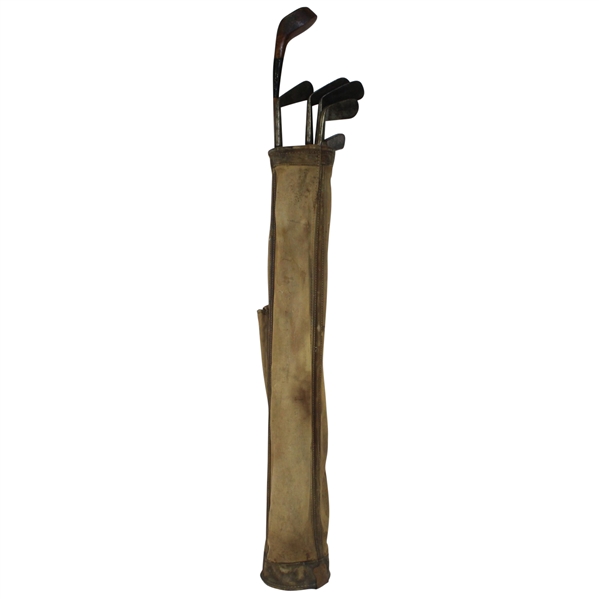 Set of Wright & Ditson Clubs with Bag - Circa 1900