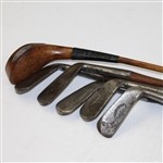Set of Wright & Ditson Clubs with Bag - Circa 1900