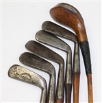 Set of Wright & Ditson Clubs with Bag - Circa 1900