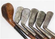 Set of Wright & Ditson Clubs with Bag - Circa 1900