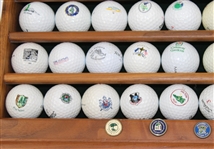 Wooden Wall Rack with 50 Logo Golf Balls and 5 Metal Ball Markers