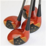 Thompson Cigar Golf Bag with 4 Woods - 1,3,4, & 5 Persimmon Woods - Mint Condition